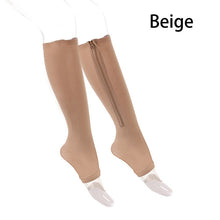Load image into Gallery viewer, New Compression Socks Men Women Support Knee Zipper Socks Female Open Toe Thin Anti-Fatigue Stretchy Sox High Socks Unisex