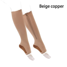 Load image into Gallery viewer, New Compression Socks Men Women Support Knee Zipper Socks Female Open Toe Thin Anti-Fatigue Stretchy Sox High Socks Unisex
