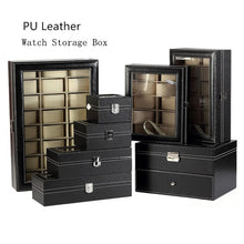 Load image into Gallery viewer, Leather Watch Box Black Men&#39;s Watch Storage Boxes Case With Window Jewelry Women Gift Case Fashion Display Jewelry Gift Holder