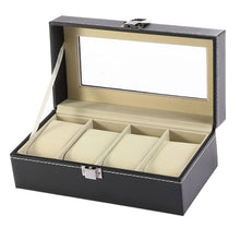 Load image into Gallery viewer, Leather Watch Box Black Men&#39;s Watch Storage Boxes Case With Window Jewelry Women Gift Case Fashion Display Jewelry Gift Holder
