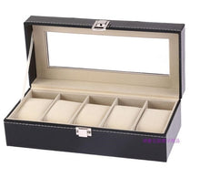 Load image into Gallery viewer, Leather Watch Box Black Men&#39;s Watch Storage Boxes Case With Window Jewelry Women Gift Case Fashion Display Jewelry Gift Holder