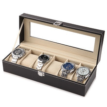 Load image into Gallery viewer, Leather Watch Box Black Men&#39;s Watch Storage Boxes Case With Window Jewelry Women Gift Case Fashion Display Jewelry Gift Holder