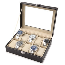 Load image into Gallery viewer, Leather Watch Box Black Men&#39;s Watch Storage Boxes Case With Window Jewelry Women Gift Case Fashion Display Jewelry Gift Holder