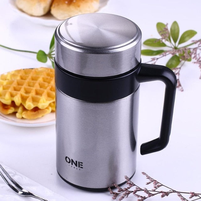 Thermos Cup Office Tea Bottle 304 Stainless Steel Business Vacuum Flask with Handle Thermal Insulate 400ML