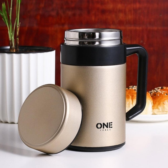 Thermos Cup Office Tea Bottle 304 Stainless Steel Business Vacuum Flask with Handle Thermal Insulate 400ML