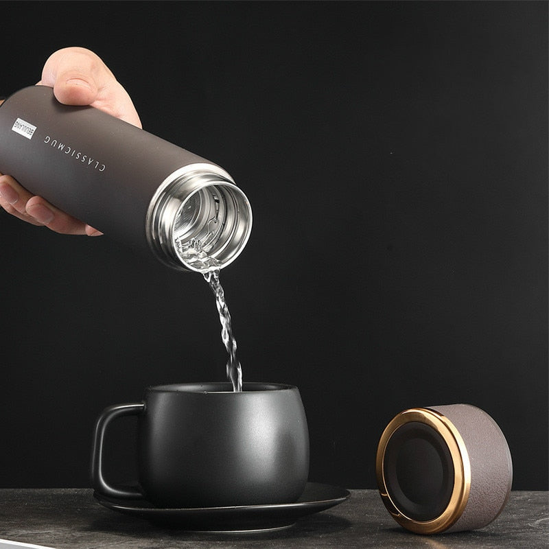 Insulate Thermos tea mug with Strainer mug Temperature Display Coffee cup Stainless steel thermal bottle Vacuum flask with lid