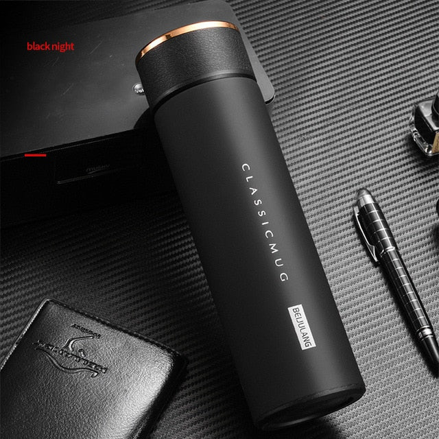 Insulate Thermos tea mug with Strainer mug Temperature Display Coffee cup Stainless steel thermal bottle Vacuum flask with lid