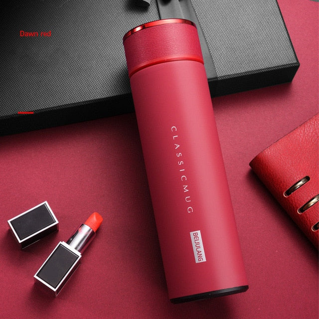 Insulate Thermos tea mug with Strainer mug Temperature Display Coffee cup Stainless steel thermal bottle Vacuum flask with lid