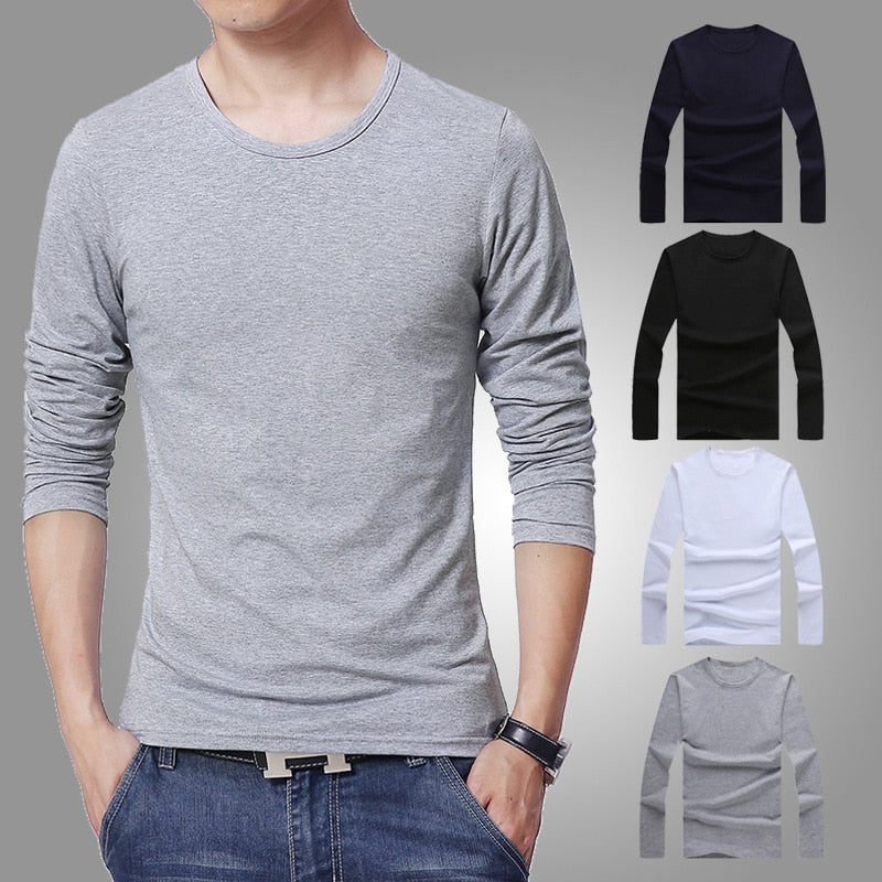 2019 MRMT men's T shirt 3 Basic colors Long Sleeve Slim T-shirt young men Pure color tee shirt 3XL size O neck Free Shipping