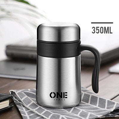 Thermos Cup Office Tea Bottle 304 Stainless Steel Business Vacuum Flask with Handle Thermal Insulate 400ML