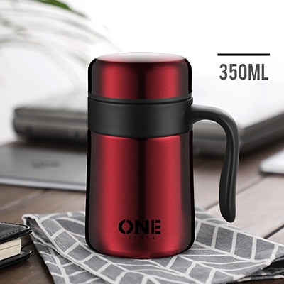 Thermos Cup Office Tea Bottle 304 Stainless Steel Business Vacuum Flask with Handle Thermal Insulate 400ML