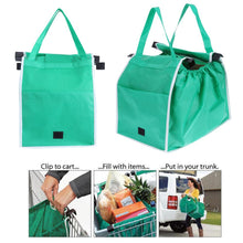 Load image into Gallery viewer, 1pc Women Foldable Large Shopping Bags Trolley Clip-To-Cart Grocery Shopping Totes Portable Reusable Eco-friendly Bags Handbags