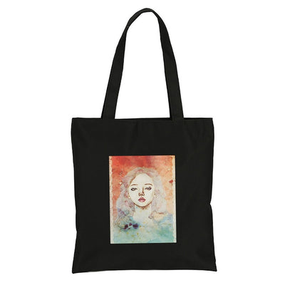 Reusable Shopping Bag Fashion Women Canvas Tote Bags Printing eco Bag Cartoon bolsa de compras Shopper Shoulder Bags #F