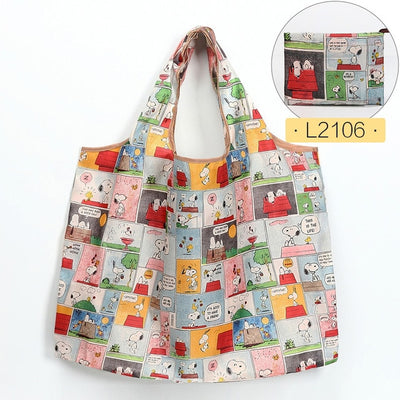 Fashion Printing Foldable Eco-Friendly Shopping Bag Tote Folding Pouch Handbags Convenient Large-capacity for Travel Grocery Bag