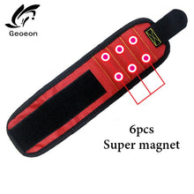 Load image into Gallery viewer, Geoeon Polyester Magnetic Wristband 10pcs Strong Magnets Portable Bag Electrician Tool Bag Screws Drill Holder Repair Tool Belt