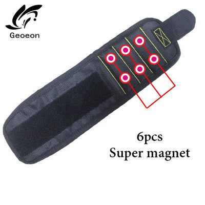 Geoeon Polyester Magnetic Wristband 10pcs Strong Magnets Portable Bag Electrician Tool Bag Screws Drill Holder Repair Tool Belt