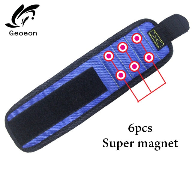 Geoeon Polyester Magnetic Wristband 10pcs Strong Magnets Portable Bag Electrician Tool Bag Screws Drill Holder Repair Tool Belt