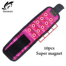 Load image into Gallery viewer, Geoeon Polyester Magnetic Wristband 10pcs Strong Magnets Portable Bag Electrician Tool Bag Screws Drill Holder Repair Tool Belt