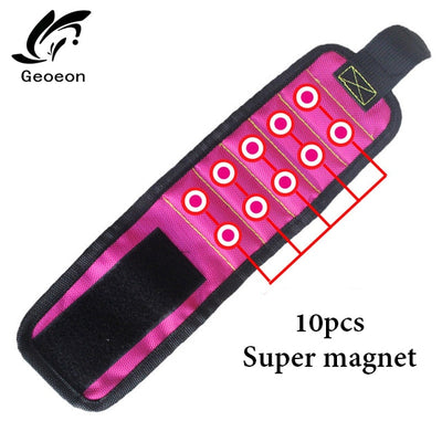 Geoeon Polyester Magnetic Wristband 10pcs Strong Magnets Portable Bag Electrician Tool Bag Screws Drill Holder Repair Tool Belt