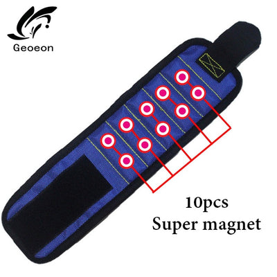 Geoeon Polyester Magnetic Wristband 10pcs Strong Magnets Portable Bag Electrician Tool Bag Screws Drill Holder Repair Tool Belt