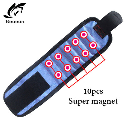 Geoeon Polyester Magnetic Wristband 10pcs Strong Magnets Portable Bag Electrician Tool Bag Screws Drill Holder Repair Tool Belt