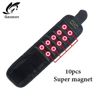 Geoeon Polyester Magnetic Wristband 10pcs Strong Magnets Portable Bag Electrician Tool Bag Screws Drill Holder Repair Tool Belt