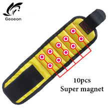 Load image into Gallery viewer, Geoeon Polyester Magnetic Wristband 10pcs Strong Magnets Portable Bag Electrician Tool Bag Screws Drill Holder Repair Tool Belt