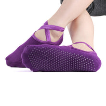 Load image into Gallery viewer, Yoga Socks for Extra Grip Yoga Socks Ballet Cross Straps Backless Pilates Socks Professional Non-Slip Sports Foot Boat Socks
