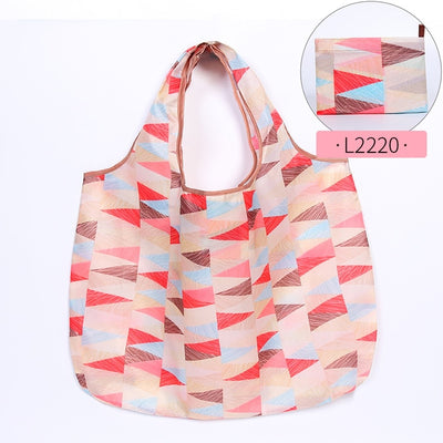 Fashion Printing Foldable Eco-Friendly Shopping Bag Tote Folding Pouch Handbags Convenient Large-capacity for Travel Grocery Bag