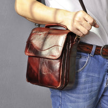 Load image into Gallery viewer, Quality Original Leather Male Casual Shoulder Messenger bag Cowhide Fashion Cross-body Bag 8&quot; Pad Tote Mochila Satchel bag 144