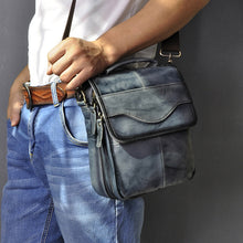 Load image into Gallery viewer, Quality Original Leather Male Casual Shoulder Messenger bag Cowhide Fashion Cross-body Bag 8&quot; Pad Tote Mochila Satchel bag 144