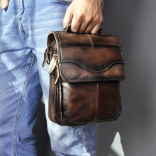 Load image into Gallery viewer, Quality Original Leather Male Casual Shoulder Messenger bag Cowhide Fashion Cross-body Bag 8&quot; Pad Tote Mochila Satchel bag 144