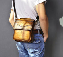 Load image into Gallery viewer, Quality Original Leather Male Casual Shoulder Messenger bag Cowhide Fashion Cross-body Bag 8&quot; Pad Tote Mochila Satchel bag 144