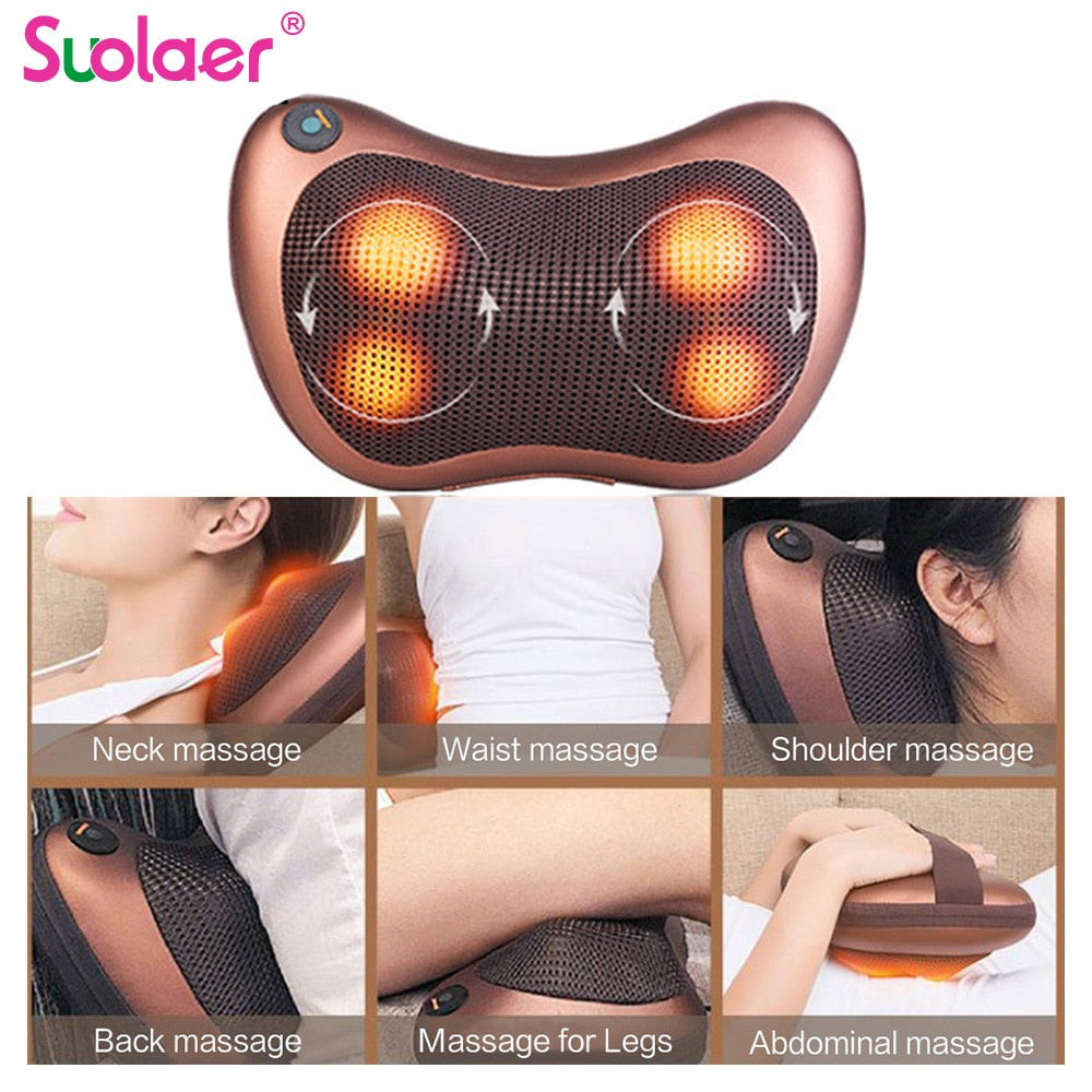 110/220V Massage Head Neck Massager Car Home Shiatsu Neck Relaxation Waist Body Electric Massage Deep-Kneading Pillow Cushion