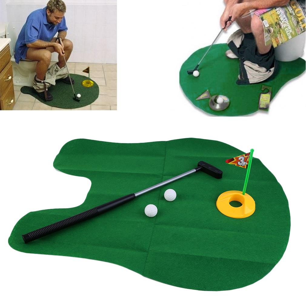 Hot! Funny Potty Putter Toilet Time Mini Golf Game Novelty Gag Gift Toy Mat New Sale