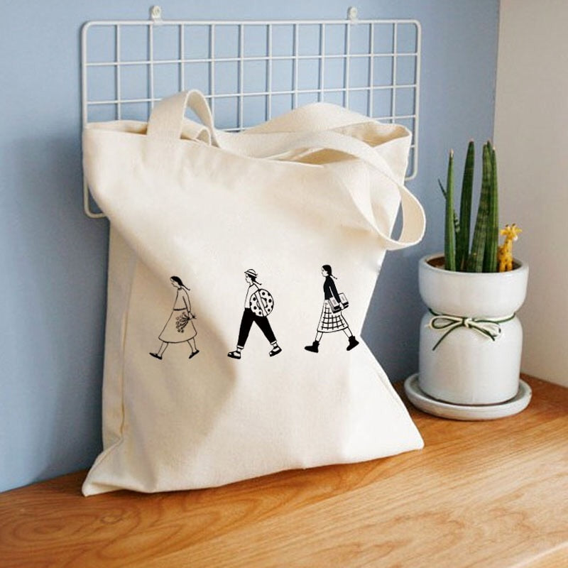 2019 Ladies Handbags Cloth Canvas Tote Bag Cotton Shopping Travel Women Eco Reusable Shoulder Shopper Bags bolsas de tela