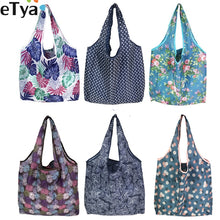 Load image into Gallery viewer, eTya Foldable Recycle Shopping Bag Women Travel Shoulder Grocery Bags Eco Reusable Floral Fruit Vegetable Storage Tote Handbag