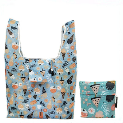 eTya Foldable Recycle Shopping Bag Women Travel Shoulder Grocery Bags Eco Reusable Floral Fruit Vegetable Storage Tote Handbag