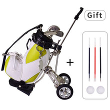 Load image into Gallery viewer, Golf Pens with Golf Bag Holder, with 3 Pieces Aluminum Pen Office Desk Golf Bag Pencil Holder for Fathers Day,Golf Souvenirs Un