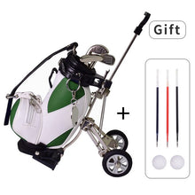 Load image into Gallery viewer, Golf Pens with Golf Bag Holder, with 3 Pieces Aluminum Pen Office Desk Golf Bag Pencil Holder for Fathers Day,Golf Souvenirs Un