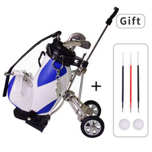 Load image into Gallery viewer, Golf Pens with Golf Bag Holder, with 3 Pieces Aluminum Pen Office Desk Golf Bag Pencil Holder for Fathers Day,Golf Souvenirs Un