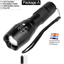 Load image into Gallery viewer, Most Powerful Led flashlight Ultra Bright linterna led torch T6/L2/V6 Zoomable Bicycle Light use AAA 18650 battery Waterproof
