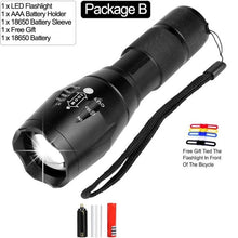 Load image into Gallery viewer, Most Powerful Led flashlight Ultra Bright linterna led torch T6/L2/V6 Zoomable Bicycle Light use AAA 18650 battery Waterproof