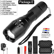 Load image into Gallery viewer, Most Powerful Led flashlight Ultra Bright linterna led torch T6/L2/V6 Zoomable Bicycle Light use AAA 18650 battery Waterproof