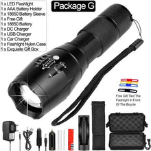 Load image into Gallery viewer, Most Powerful Led flashlight Ultra Bright linterna led torch T6/L2/V6 Zoomable Bicycle Light use AAA 18650 battery Waterproof