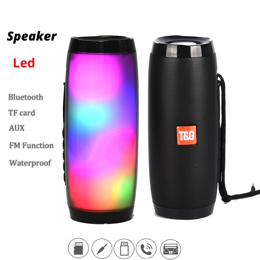 Portable Wireless Bluetooth Speaker 10W column LED stereo bass boombox fm radio subwoofer tf aux usb 3D Surround sound box