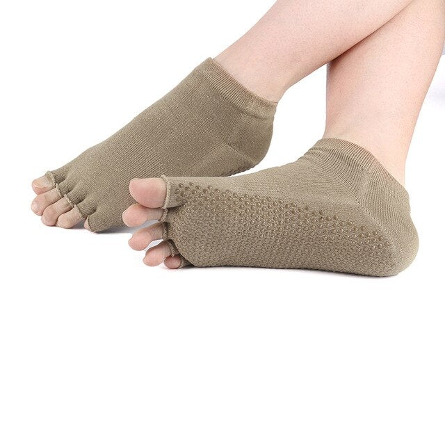 Yoga Socks Non-Slip Straps Barre with Grips for Toeless Half Toe Socks Socks Pilates Ballet Pure Barefoot Workout Quick-Dry