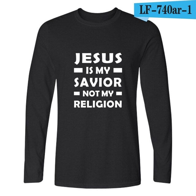 I Love Jesus Christian Long Sleeve T Shirt Men Funny Black Fashion Tshirt Men Brand Casual High Quality Tee Shirt Men Cotton 4XL