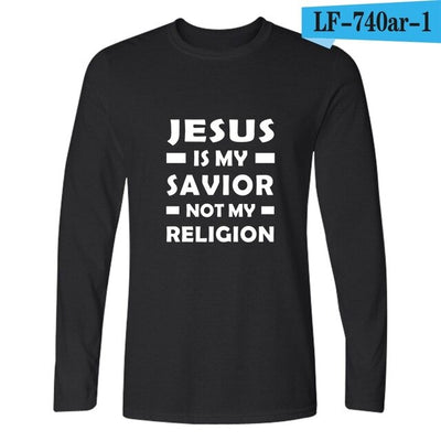 I Love Jesus Christian Long Sleeve T Shirt Men Funny Black Fashion Tshirt Men Brand Casual High Quality Tee Shirt Men Cotton 4XL