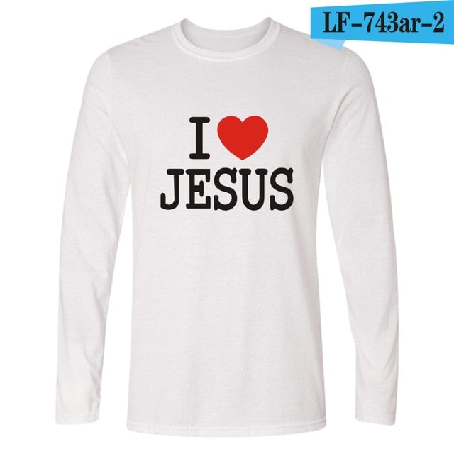 I Love Jesus Christian Long Sleeve T Shirt Men Funny Black Fashion Tshirt Men Brand Casual High Quality Tee Shirt Men Cotton 4XL